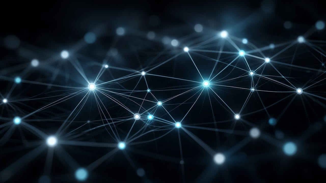 Luminous neural network constellation in charcoal space