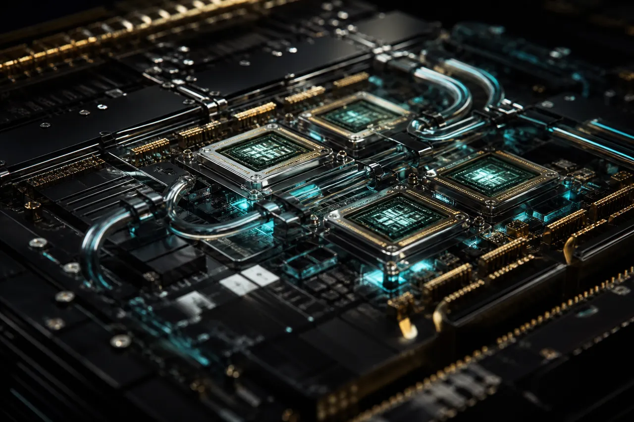 Close up of a glowing supercomputer processing core